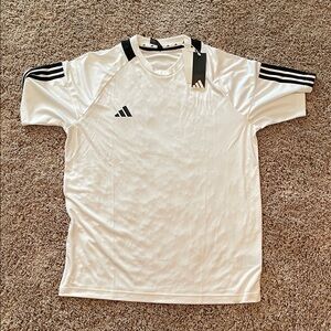 NWT Adidas White Mesh Jersey with Black Stripes size large